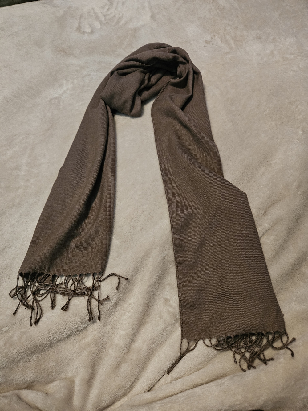 pashmina Brown Men's Scarf - Smooth Fringe Pashmina 100% cashmere